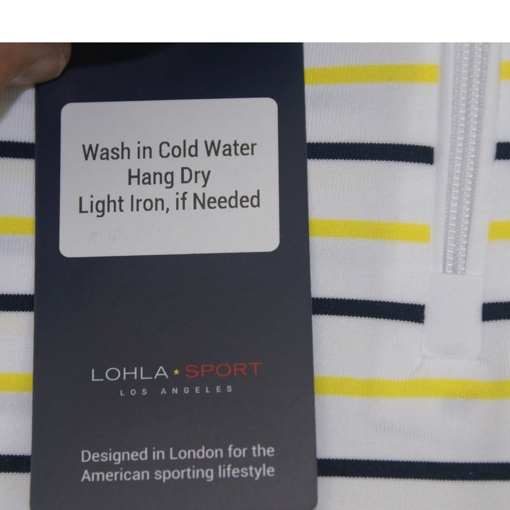 Lohla Sport Emma Striped Top LJL1001 Lemon Navy White Quarter Zip Polo Womens S - Picture 7 of 9